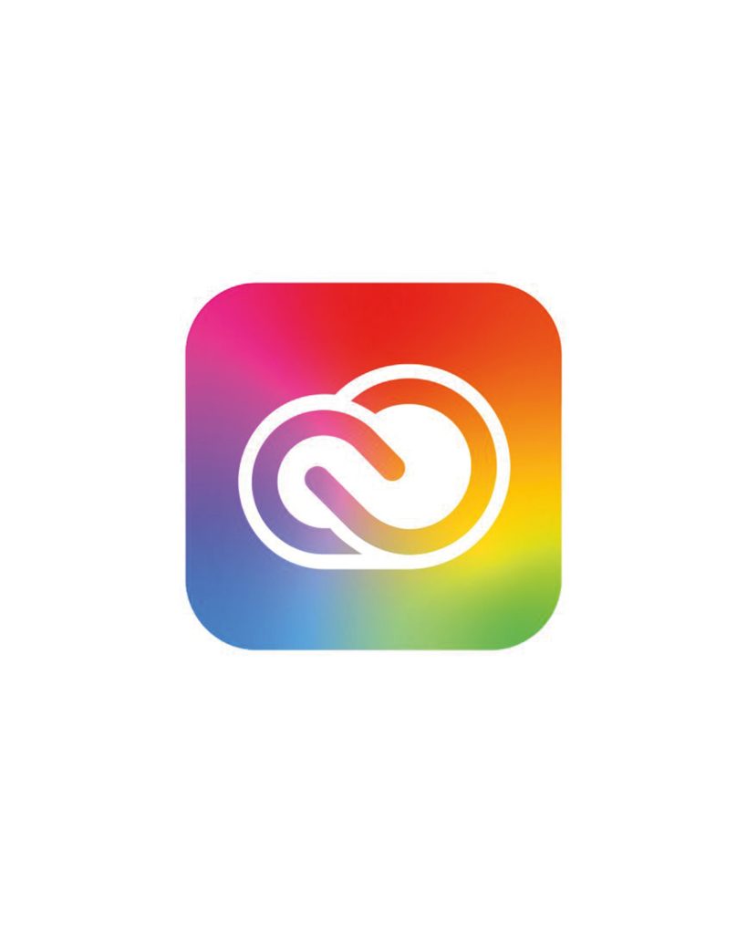 An image of Adobe Creative Cloud logo. Creative Cloud gives access to Adobe Illustrator, Photoshop, InDesign and more.