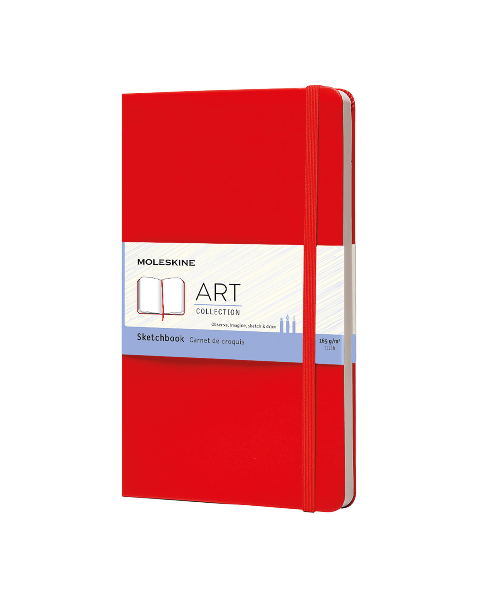 One of our favourites, an image of a red Moleskine sketchbook.