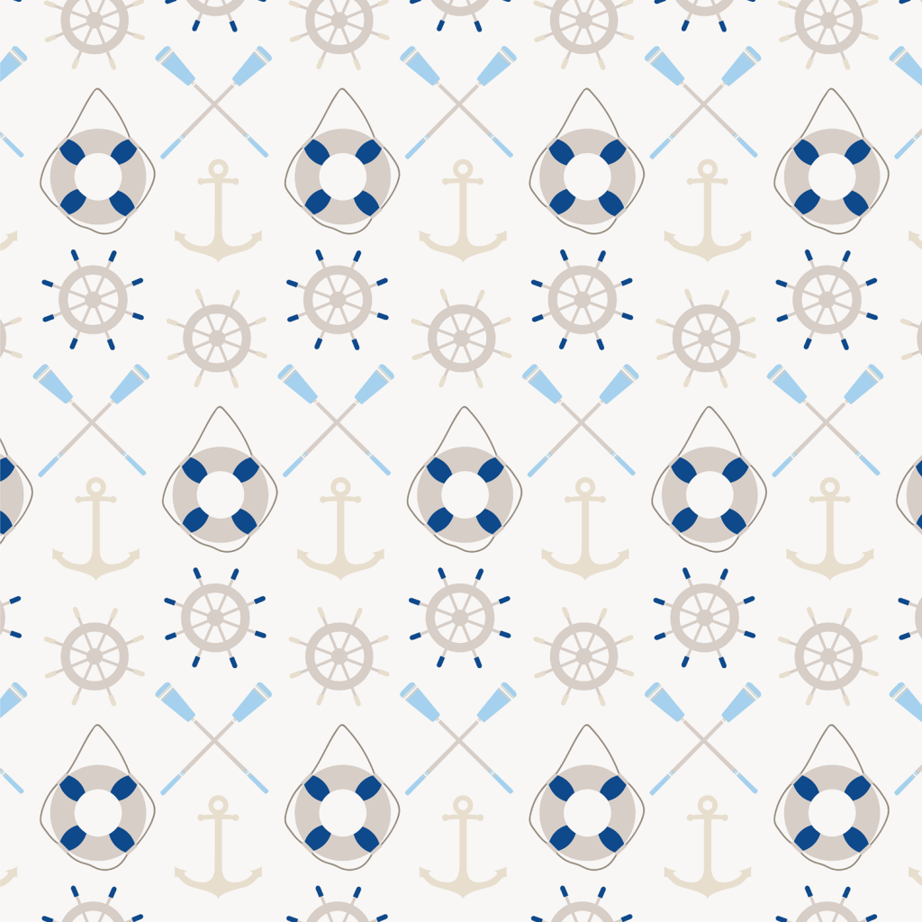 This image shows the pattern "Ahoy There!" from the Quayside collection designed by Seaweed & Spruce Design Studio.